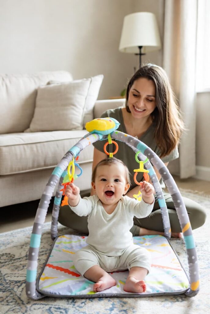 bebe jugando con su mama